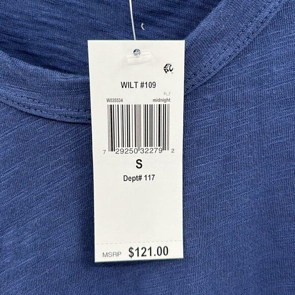 Wilt Women's Crew Long Sleeve Easy Crossover Raw Hem Top - Midnight - S - NWT - Picture 4 of 7